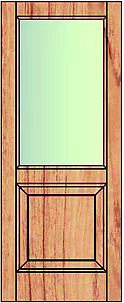 Solid bottom fielded panel top glass. Suitable for external use